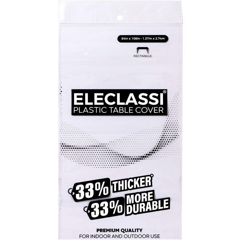 Eleclassi White 6 Pack Premium Disposable Plastic Tablecloth 54 x 108 in - Plastic Table Cloth Disposable Tablecloth for Rectangle Table Up to 8 Feet - Image 3